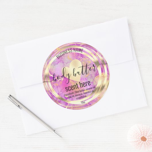 体バターモダンパープル製品ラベルの追加ロゴ ラウンドシール (封筒)