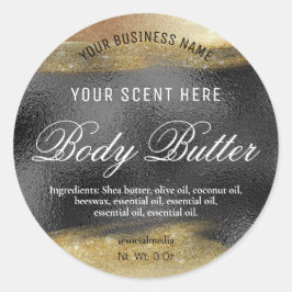 体バターラベルブラックと金ゴールドインク ラウンドシール