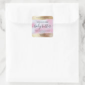 体バターラベル金ゴールド及びホログラフィックピンク スクエアシール (バッグ)