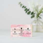 体バター塗布ピンク金ゴールド水色 名刺 (スタンド正面)