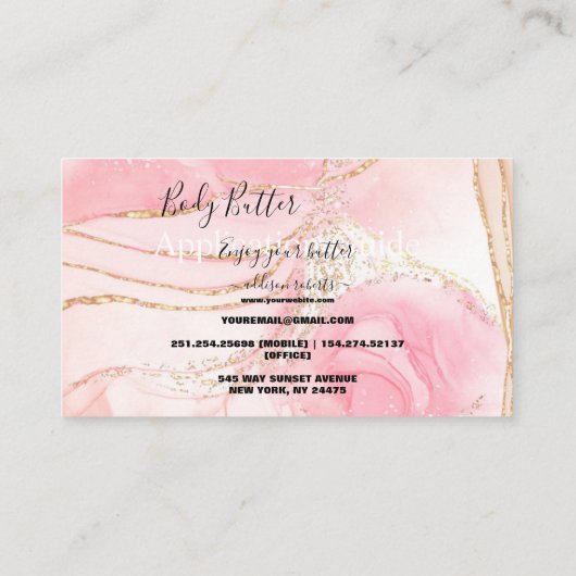 体バター塗布ピンク金ゴールド水色 名刺 (裏面)
