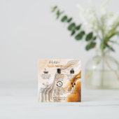 体バター塗布モダンガイド液金ゴールド スクエア名刺 (スタンド正面)