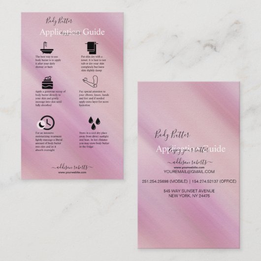 体バター応用ガイドエレガントGlam 名刺 (正面/裏面)