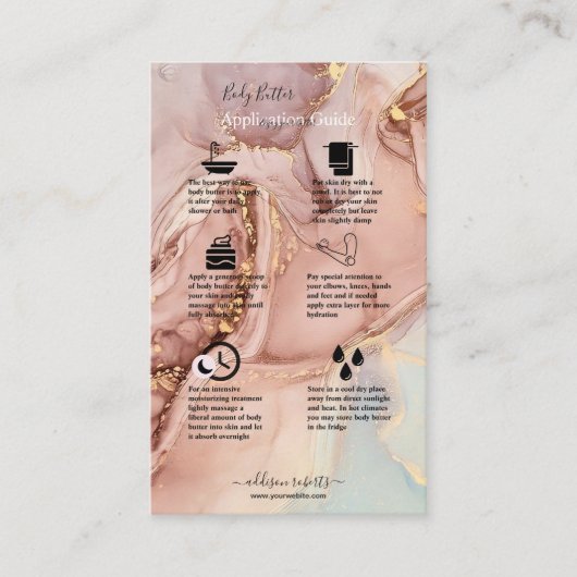 体バター応用ガイドピンク金ゴールド 名刺 (正面)