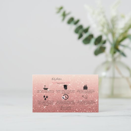 体バター応用ガイドモダンピンクグリッター 名刺 (スタンド正面)