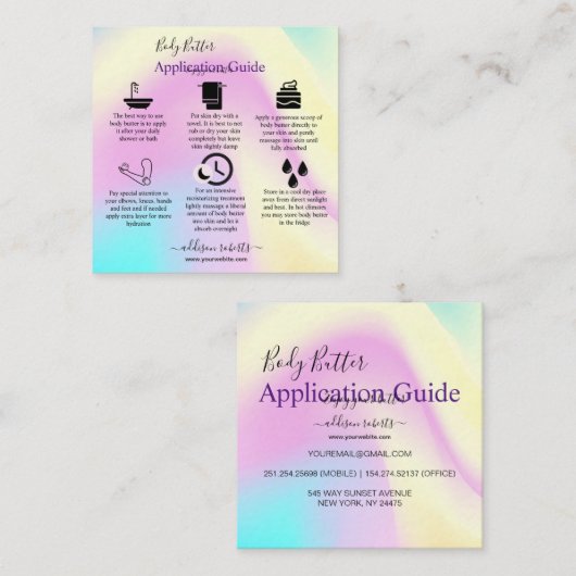 体バター応用ガイドモダンGlam スクエア名刺 (正面/裏面)