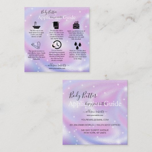 体バター応用ガイドモダンGlam スクエア名刺 (正面/裏面)