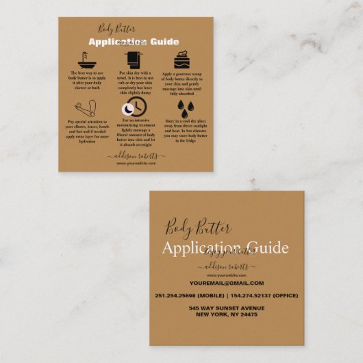 体バター応用シンプルプロフェッショナルテラク スクエア名刺 (正面/裏面)