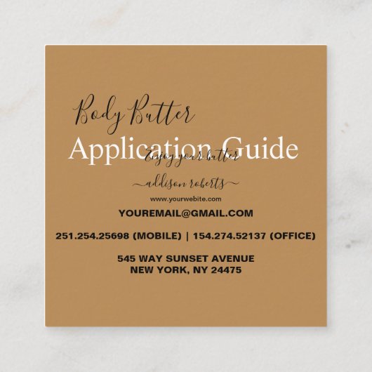 体バター応用シンプルプロフェッショナルテラク スクエア名刺 (裏面)