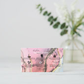 体バター応用ピンク金ゴールド水彩Bu 名刺 (スタンド正面)