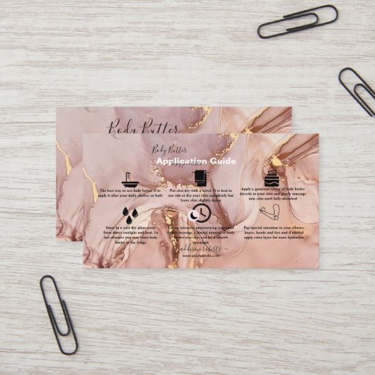 体バター応用ピンク金ゴールド水彩Bu 名刺 (正面/裏面インサイチュ)