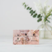 体バター応用ピンク金ゴールド水彩Bu 名刺 (スタンド正面)