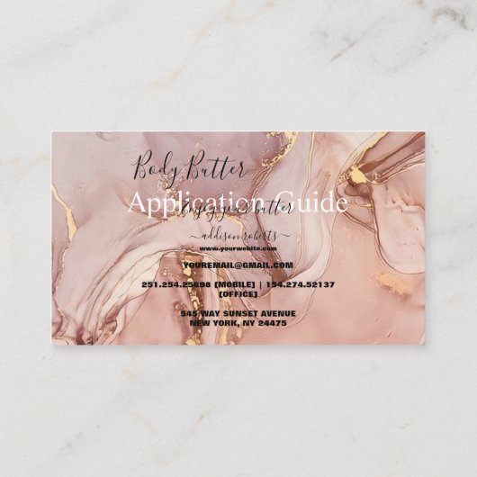 体バター応用ピンク金ゴールド水彩Bu 名刺 (裏面)
