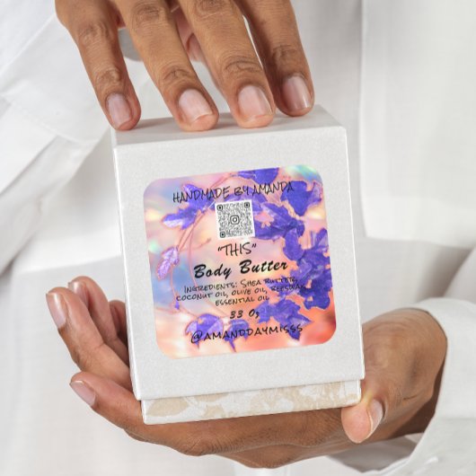 体バター製品包装バラパープルQRロゴ スクエアシール