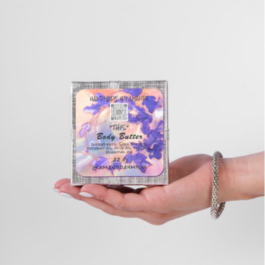 体バター製品包装バラパープルQRロゴ スクエアシール