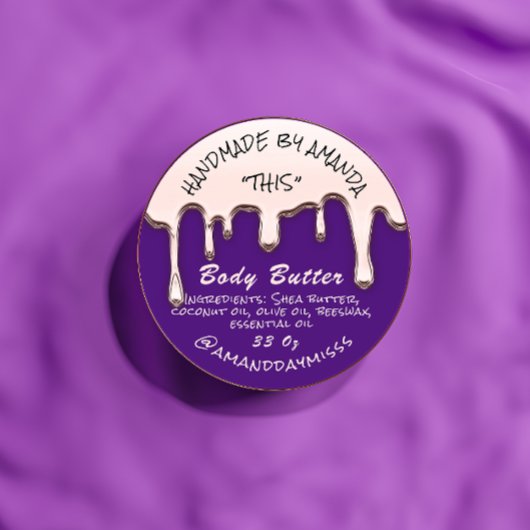 体バター製品包装バラ紫 ラウンドシール