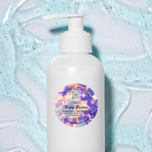 体バター製品包装リースパープルQRロゴ ラウンドシール