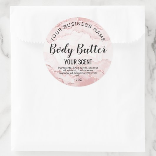 体バター赤面ピンクのアゲイト追加ロゴ ラウンドシール (バッグ)