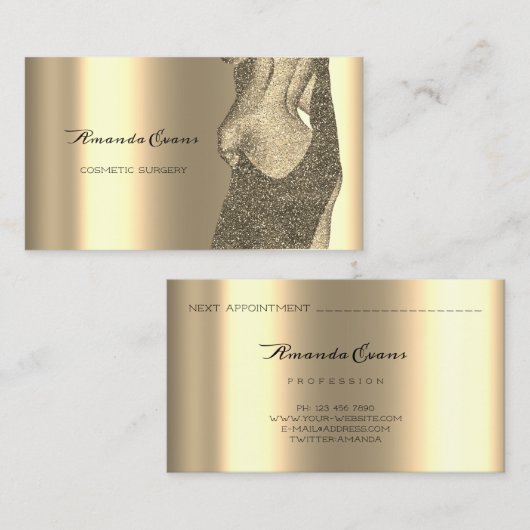 体ビーナス化粧品美しい手術グリッターセピア 予約カード (正面/裏面)