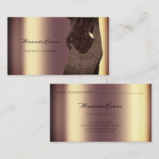 体ビーナス化粧品美しい手術金ゴールドセピア深い 予約カード (正面/裏面)