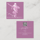 体フィットネスダンスソファQRCODEロゴピンクパステル スクエア名刺 (正面/裏面)