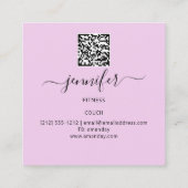 体フィットネスダンスソファQRCODEロゴユニークピンク スクエア名刺 (裏面)