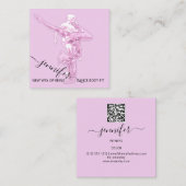 体フィットネスダンスソファQRCODEロゴユニークピンク スクエア名刺 (正面/裏面)