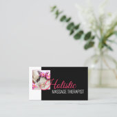体ホリスティックマッサージウェルネスセラピストブラック 名刺 (スタンド正面)