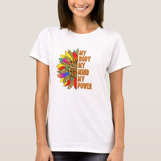 体マインドパワー – ひまわり感動的引用文 Tシャツ (正面)