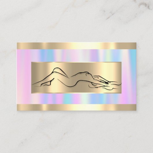 体マッサージスパウェルネスコードロゴブルーピンク 名刺 (正面)