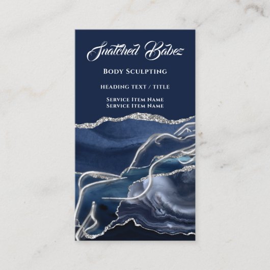 体マッサージ彫刻ロゴ金ゴールドスパブルーネイビー 名刺 (正面)