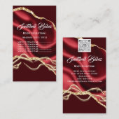 体マッサージ彫刻ロゴ金ゴールドスパ赤 名刺 (正面/裏面)