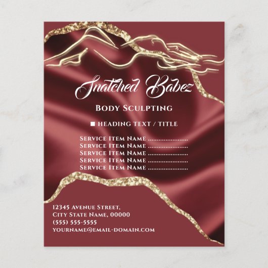 体マッサージ彫刻金ゴールド価格リストBurgundy チラシ (正面)