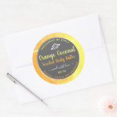 体モダンバター包装ラベルオレンジグレー ラウンドシール (封筒)