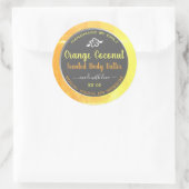 体モダンバター包装ラベルオレンジグレー ラウンドシール (バッグ)