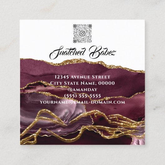 体ロゴマッサージ彫刻グリッター金ゴールドQRCODE スクエア名刺 (裏面)
