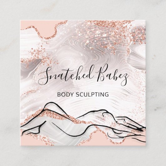 体ロゴマッサージ彫刻スパ大理石QRCODE スクエア名刺 (正面)