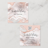 体ロゴマッサージ彫刻スパ大理石QRCODE LUX スクエア名刺 (正面/裏面)