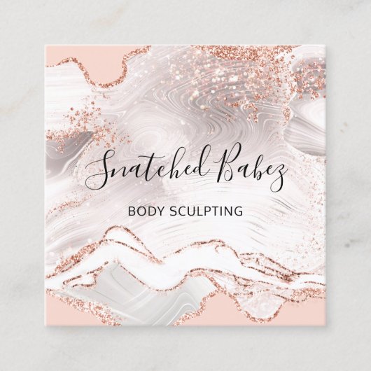 体ロゴマッサージ彫刻スパ大理石QRCODE LUX スクエア名刺 (正面)