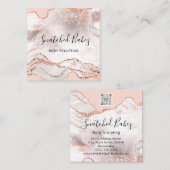 体ロゴマッサージ彫刻マーブルバラQRCODE スクエア名刺 (正面/裏面)