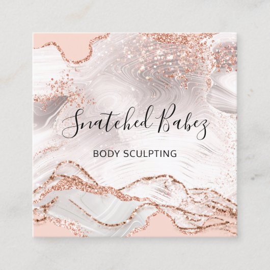 体ロゴマッサージ彫刻マーブルバラQRCODE スクエア名刺 (正面)