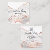 体ロゴマッサージ彫刻Marble White QRCODE スクエア名刺 (正面/裏面)