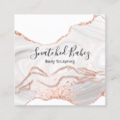 体ロゴマッサージ彫刻Marble White QRCODE スクエア名刺 (正面)