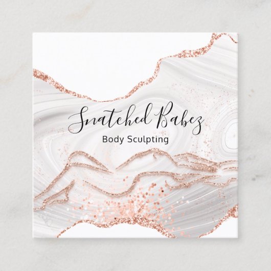 体ロゴマッサージ彫刻Marble White QRCODE スクエア名刺 (正面)