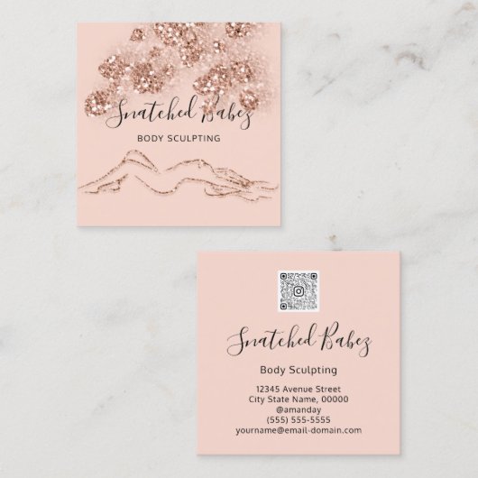 体ロゴマッサージ彫刻QRCODEバラスパ スクエア名刺 (正面/裏面)