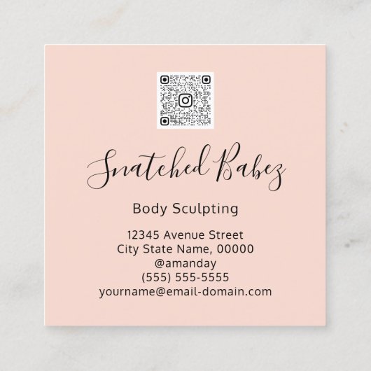 体ロゴマッサージ彫刻QRCODEバラスパ スクエア名刺 (裏面)