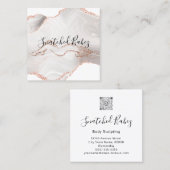 体ロゴマッサージ彫刻QRCODEバラ大理石 スクエア名刺 (正面/裏面)