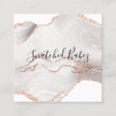 体ロゴマッサージ彫刻QRCODEバラ大理石 スクエア名刺 (正面)