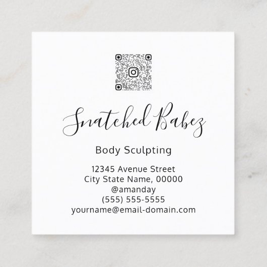 体ロゴマッサージ彫刻QRCODEバラ大理石 スクエア名刺 (裏面)