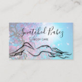 体ロゴ彫刻QRCODEバラピンクツリーフローラ 名刺 (正面)